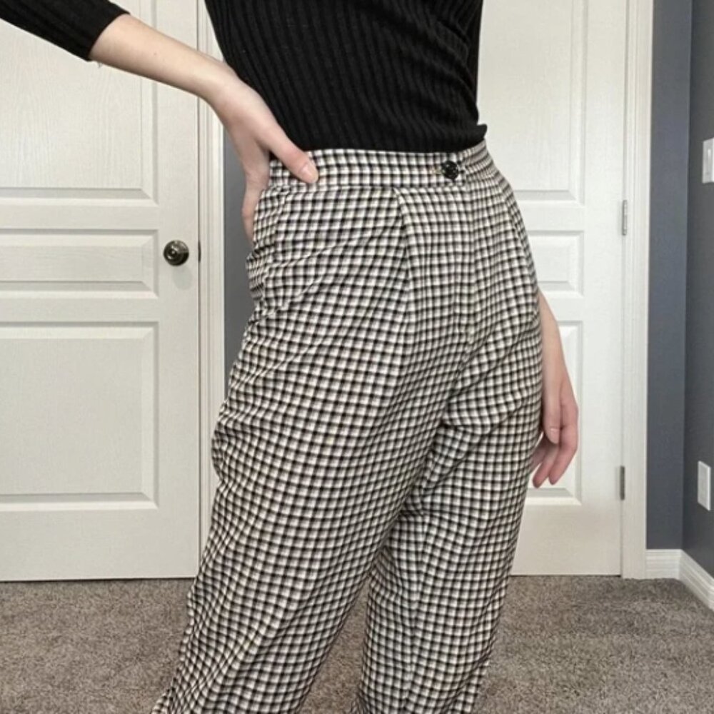 H&M Divided Brown Check High-Waist Trousers